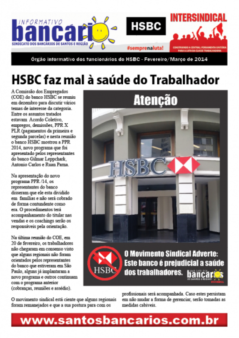 HSBC faz mal à saúde do trabalhador